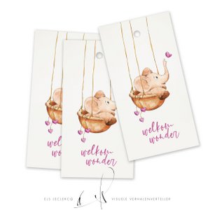 Cadeaulabel/Bloemenkaartje - Olifant