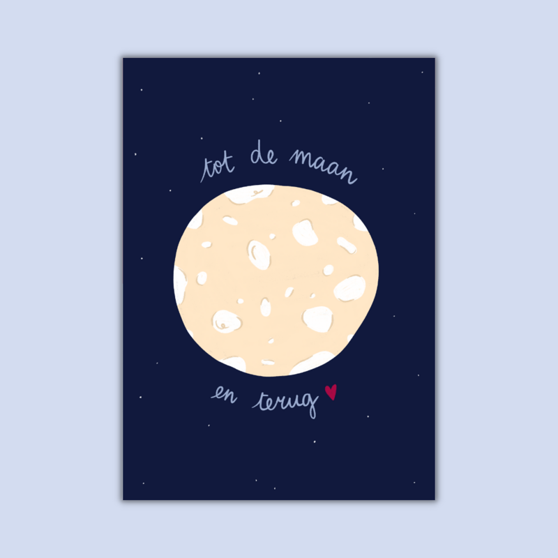 WENSKAART - Tot de maan en terug