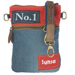 Petit sac bandoulière femme Sunsa. Sac bandoulière en jean et toile upcyclés. Sac à main style rétro vintage. Sac bandoulière pour femme.