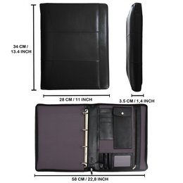 Leder-Schreibmappe für Linkshänder – Konferenzmappe – Arbeitsmappe, Tablet-Hülle und Laptop-Hülle – herausnehmbarer Ringordner A4