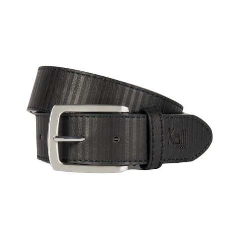 K4009AB | Allover-Herrengürtel mit Lederfutter und Pu-Finish. Farbe: Schwarz. Maße: 125 x 3,8 x 0,5 cm (Taillenumfang 110 cm). Verpackung: Geschenkbox mit starrem Boden/Deckel