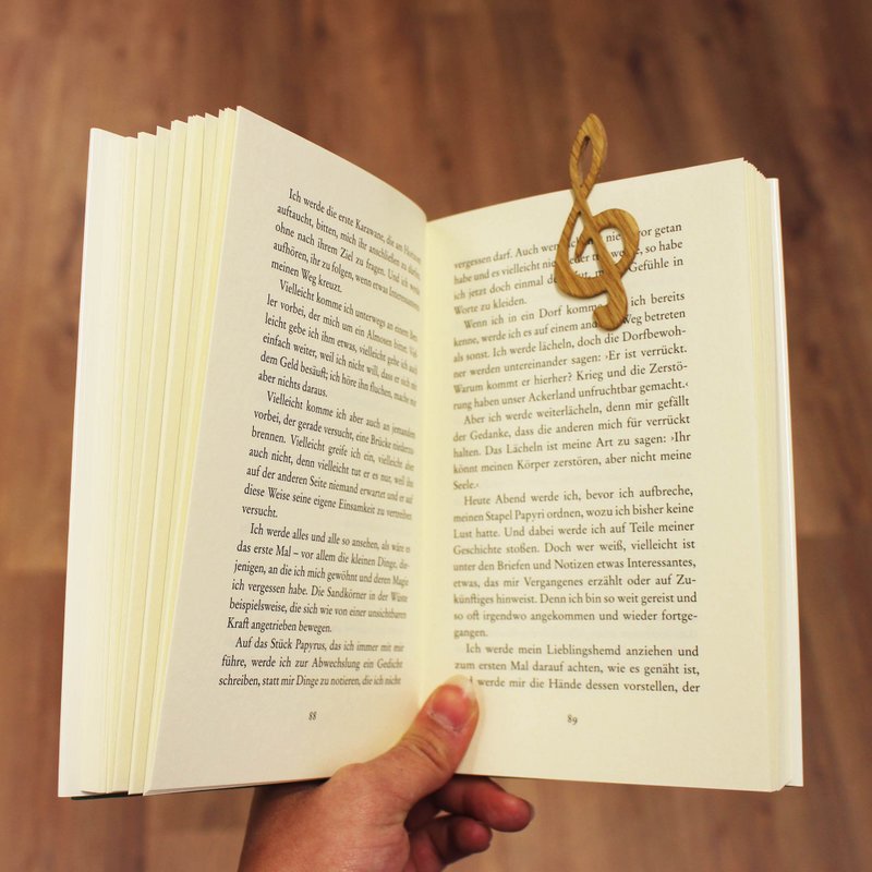 Bookmark handmade wooden clef