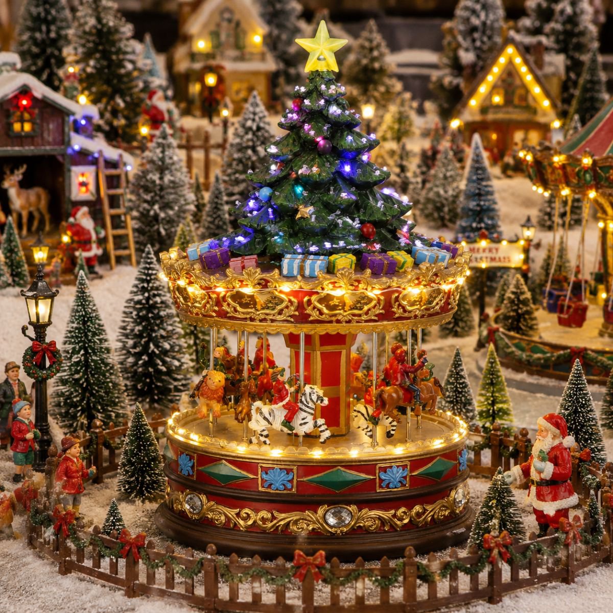 Carrusel en miniatura Christmas Village Multicolor