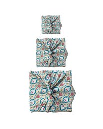 Envoltura de regalo Furoshiki - Paquete de 6 piezas de color verde azulado y cereza - Envoltura de regalo de tela