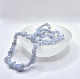 Crystal Gemstone Blue Lace Agate / Blue Lace Agate Chips Armbånd - 19 cm (Blå Kalcedon)