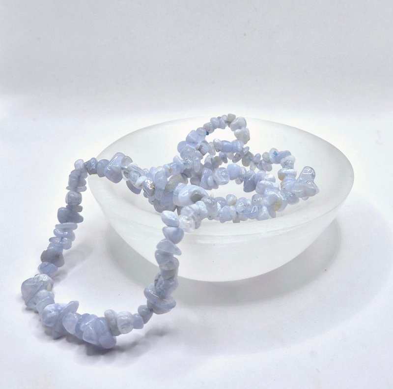 Crystal Gemstone Blue Lace Agate / Blue Lace Agate Chips Armbånd - 19 cm (Blå Kalcedon)