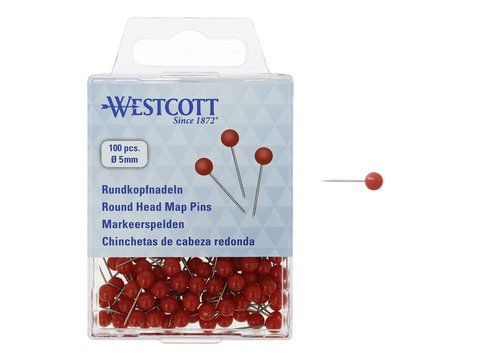 Markeerspelden Westcott rood doos 100st 5mm , lengte 16mm