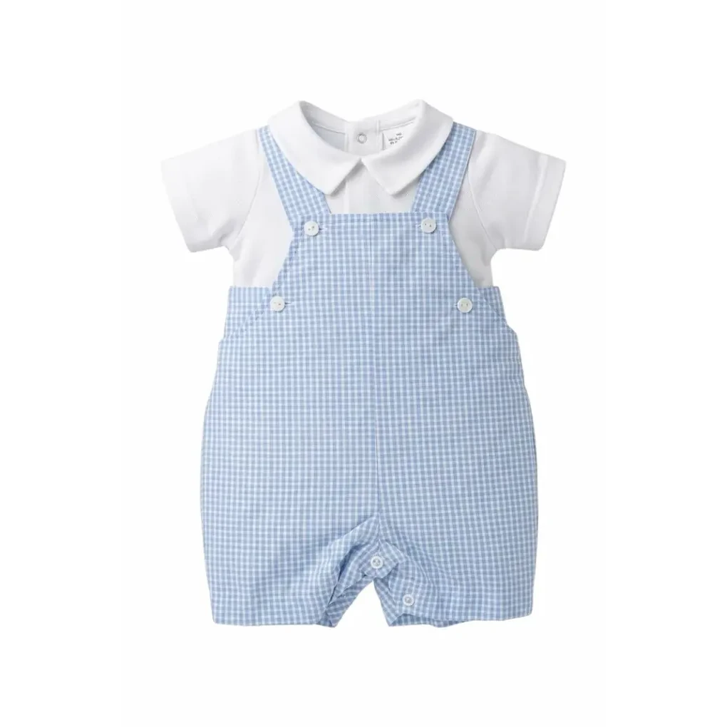 Baby Boy Kort Gingham Dungaree, Blå