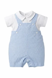 Baby Boy Kort Gingham Dungaree, Blå