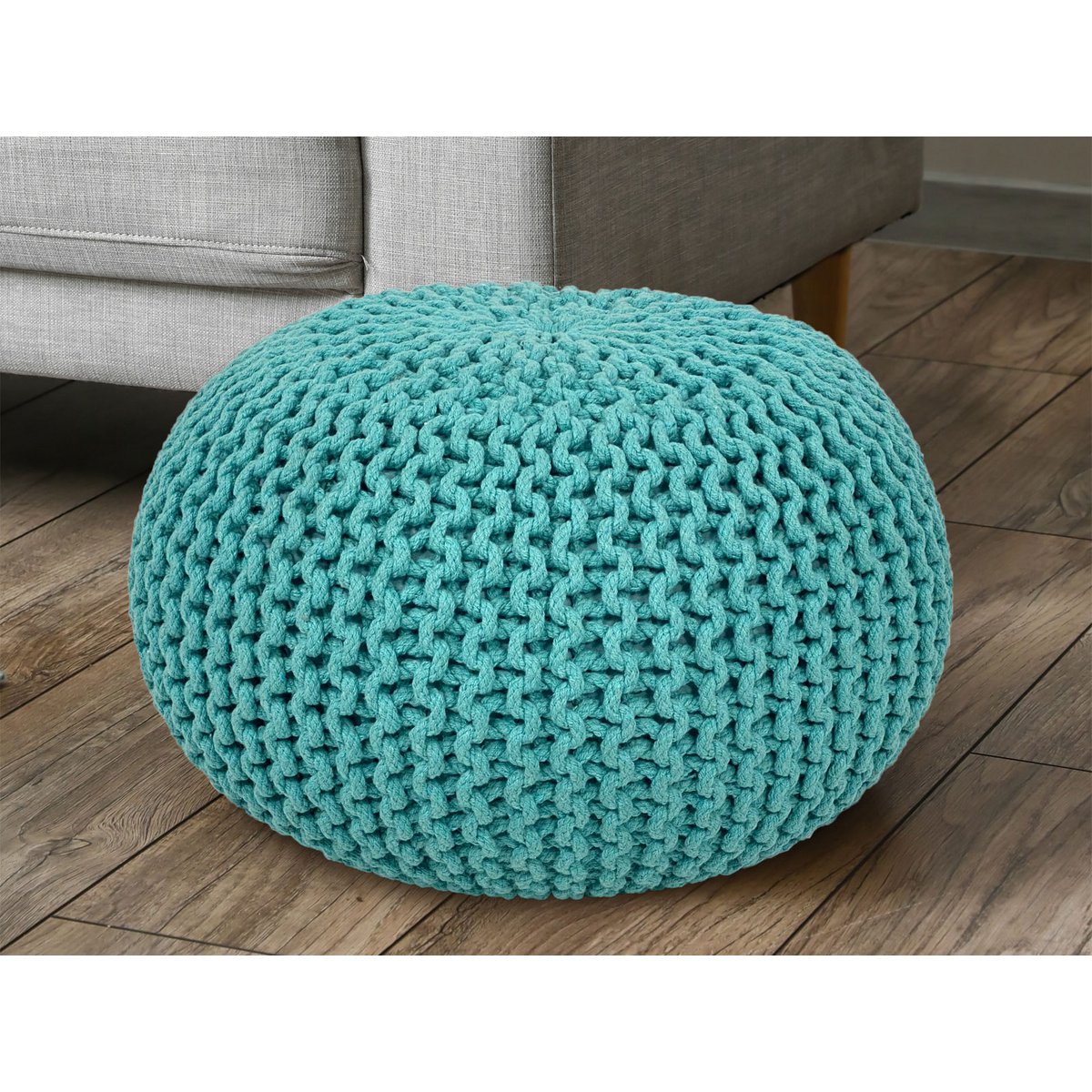 Pouf Ø 55 h 37 h 37 tabouret de tricot siège de planche de sol de pouf durable