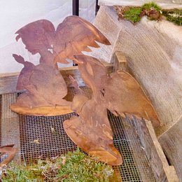 Metal Christmas decoration angel praying | on base plate or on rod | Patina decoration for Christmas