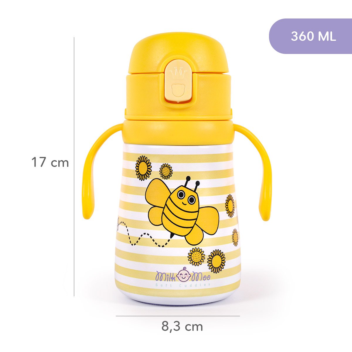 Milk&Moo Steel Kids Water Bottle Arı Vız Vız 360 ml