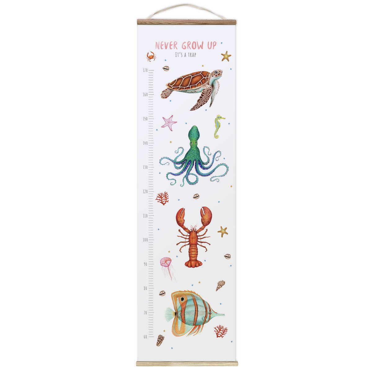 Groeimeter zeedieren coral - textiel poster