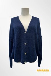 Dame cardigan - Premium kvalitet - Blød strik dyb V-hals med knapper - ALPACA/ULD - 23050