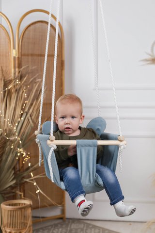 Blauwe Baby- en peuterschommel