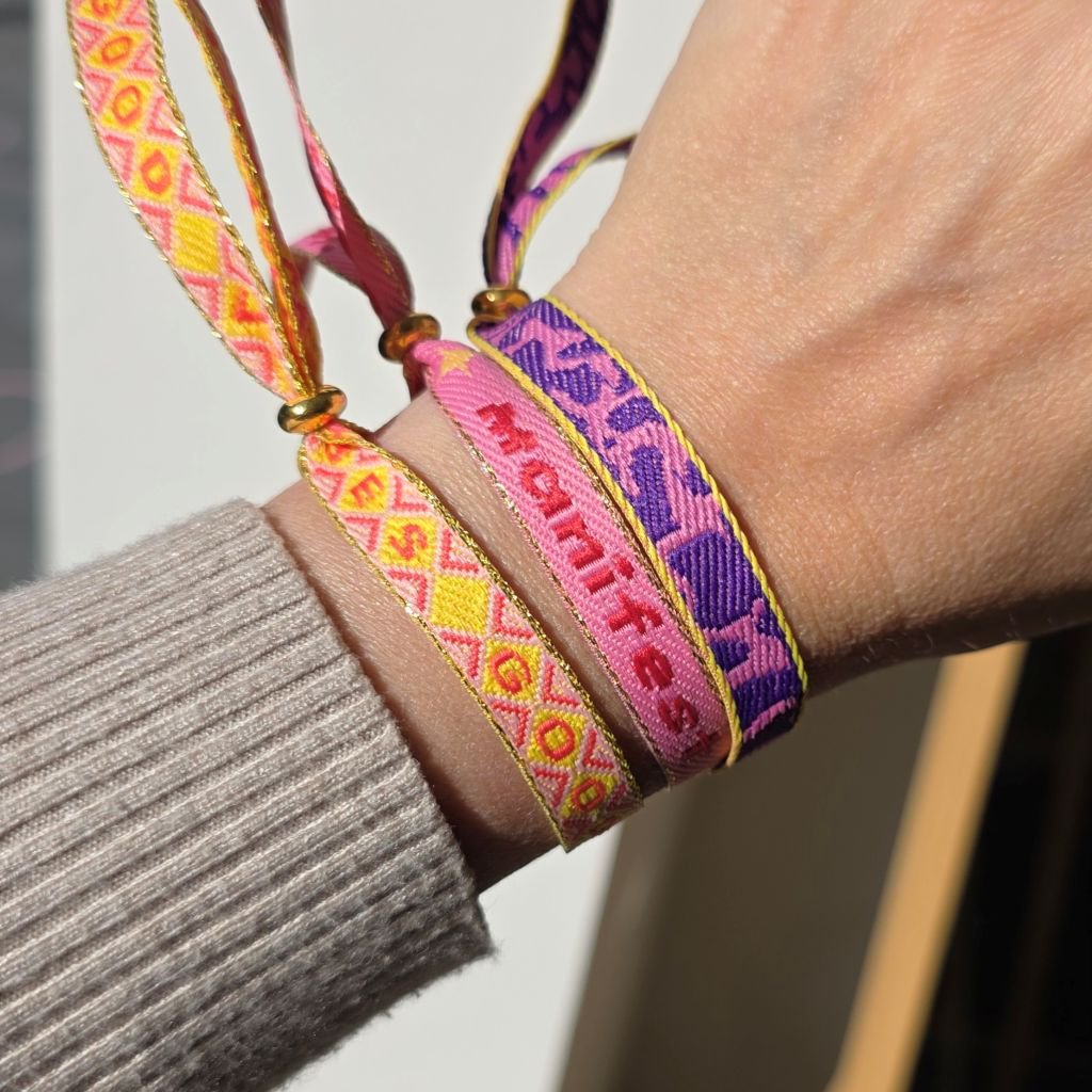 Ribbon bracelet Good Vibes yellow