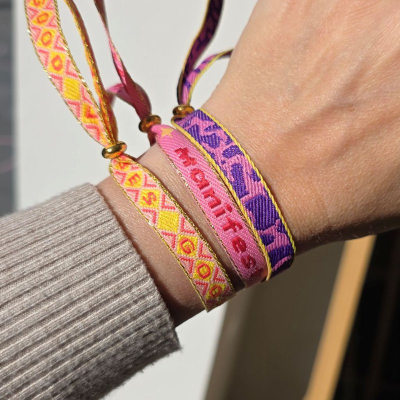 Ribbon bracelet Good Vibes yellow