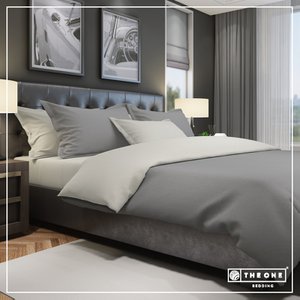 Bed set classic - 100% combed cotton Satin, 160 x 220 cm, 235 threads Set contains: 1 Duvet cover 160 x 220 cm & 1 Pillow classic dark gray 60 x 70 cm