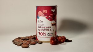70% Single Origin Drinken Warme Chocolademelk Pittige Maya, Grenada. Cacaoboon tot kopje.