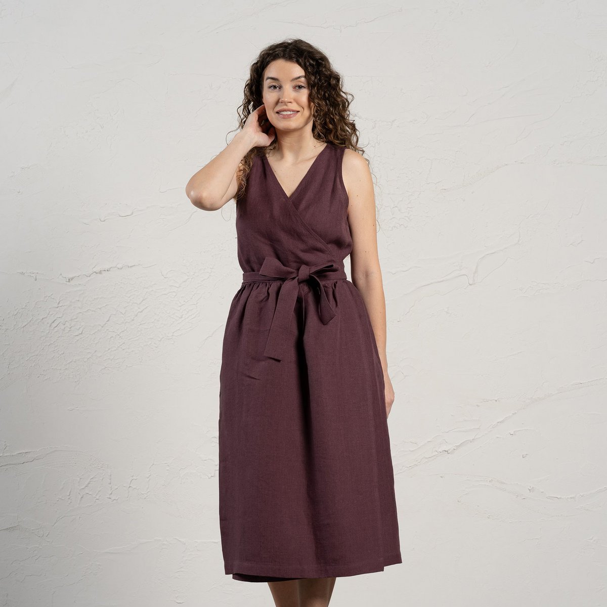 Vestido cruzado de lino Macie