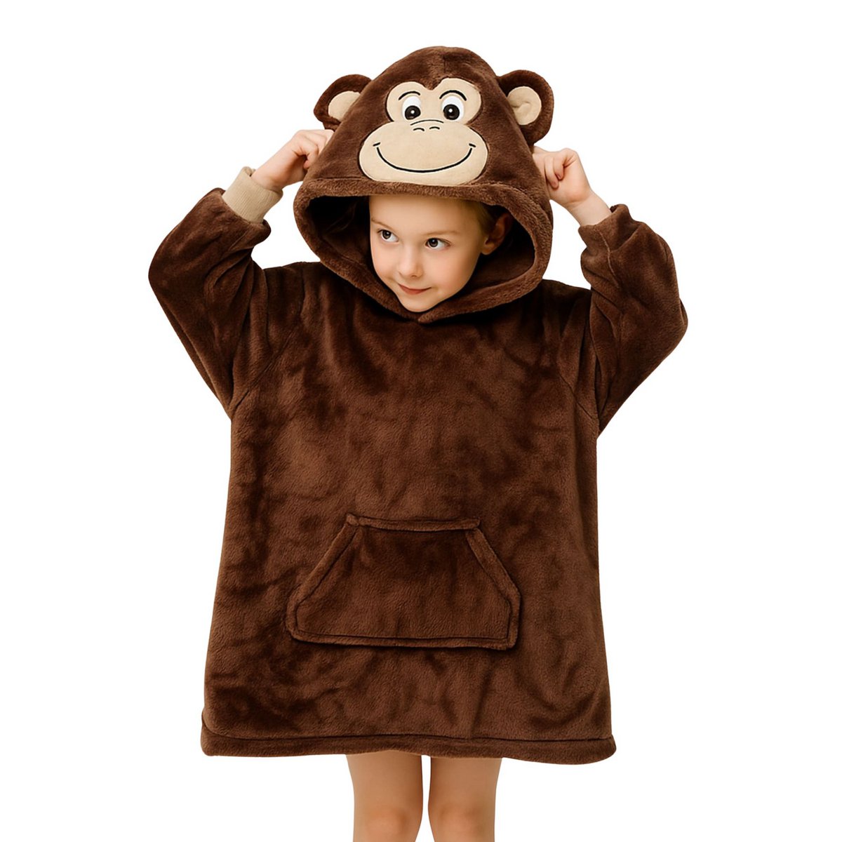 MONKEY - Hoodie blanket 45x60 cm - Kids - Partridge - Brown