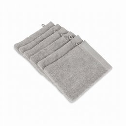 Mouse grey washing glove, textured cotton material, ribbed design, soft absorbent fabric for bathing