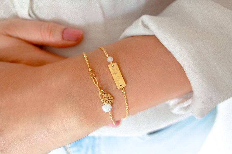 Bracelet Self Love & Rose Quartz - Gold