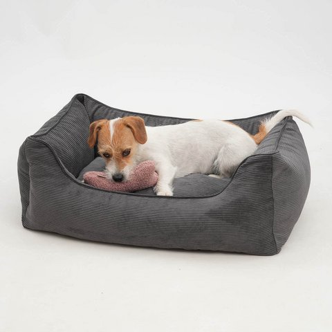 Hundebett Box Bett Chelsea Cord graphit