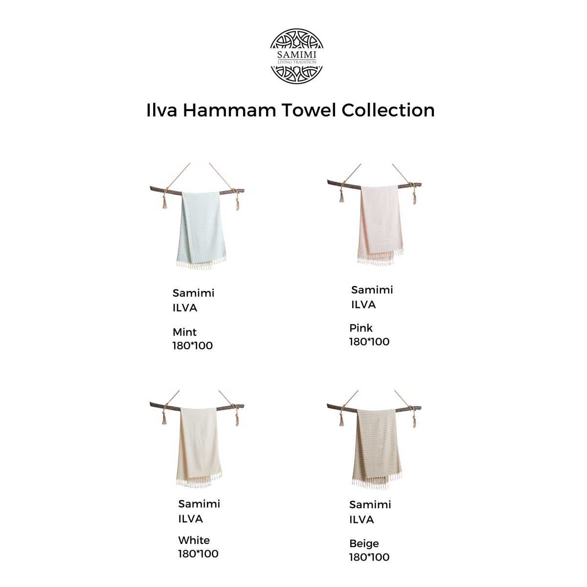 Asciugamano Sauna Hammam ILVA in cotone di bambù – Asciugatura rapida e leggero – Bianco - 180x100 cm