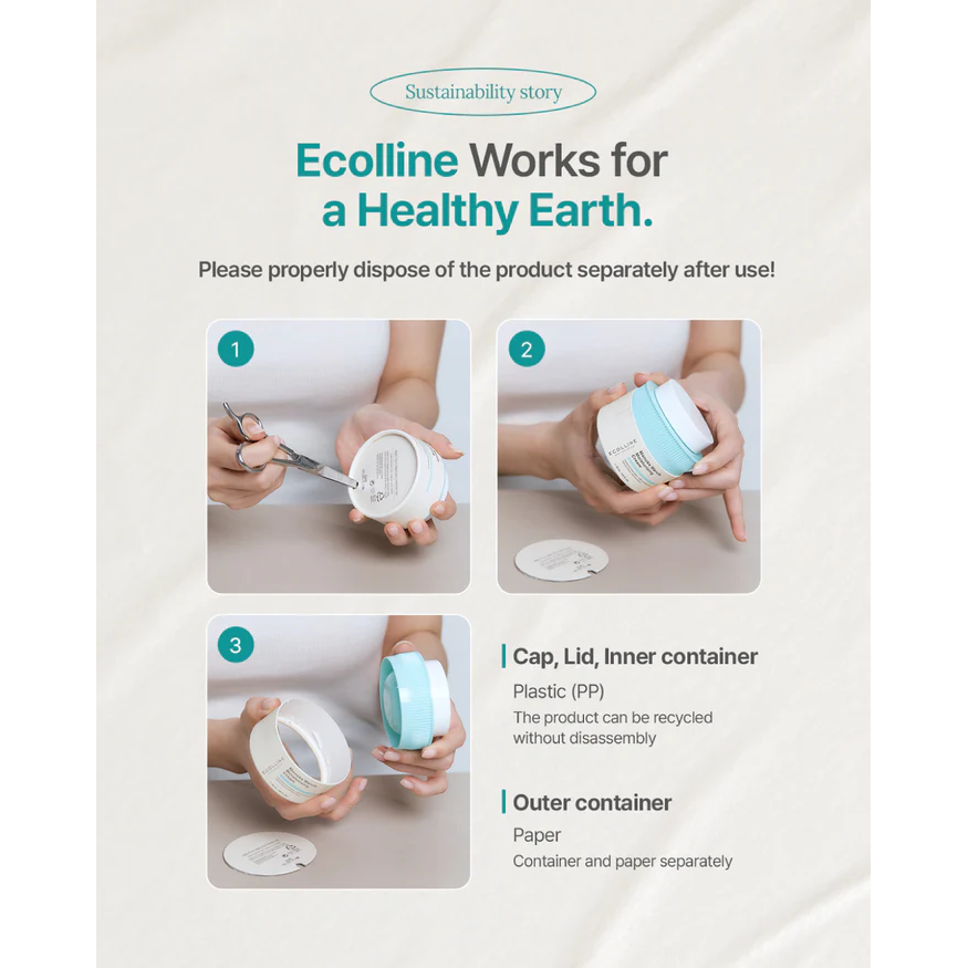 ECOLLINE Clean Beauty Crema Hidratante Dermocosmética| Reparación de barreras con miel de Manuka y aceite de marula | Cuidado de la piel COREANO