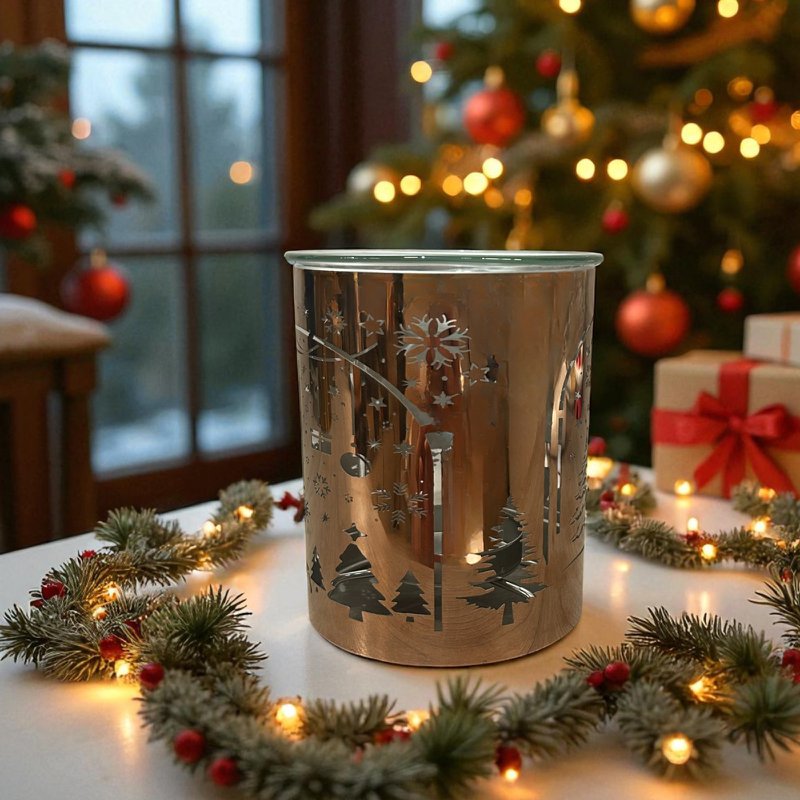 Brændt-parfum julemetallaserskæring-arch & rensdyr mønster-essentiel olier, voks og parfume-aftagelige glasskop-chic chic atmosfære