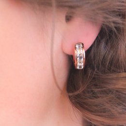 Boucles d'oreilles Square Hoop - Eller Rosé et Cristal