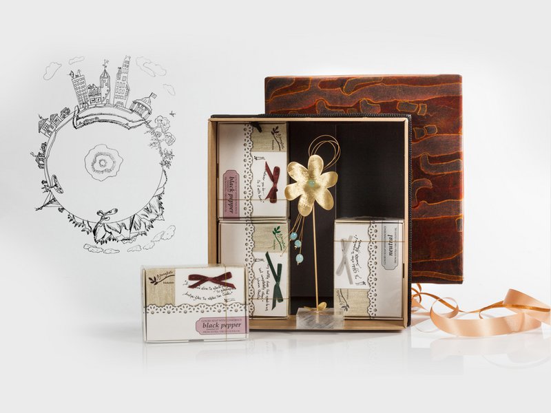 Confezione regalo di lusso autunnale di sapone: viaggiare in tutto il mondo