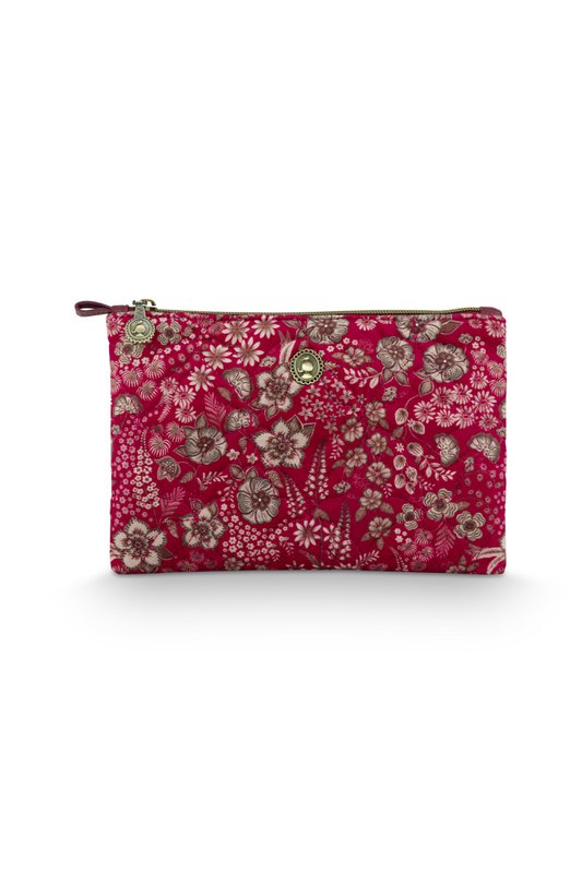 Charly Cosmetic Flat Pouch Medium Quilted Daisy Dreams Red 24x1x15.5cm