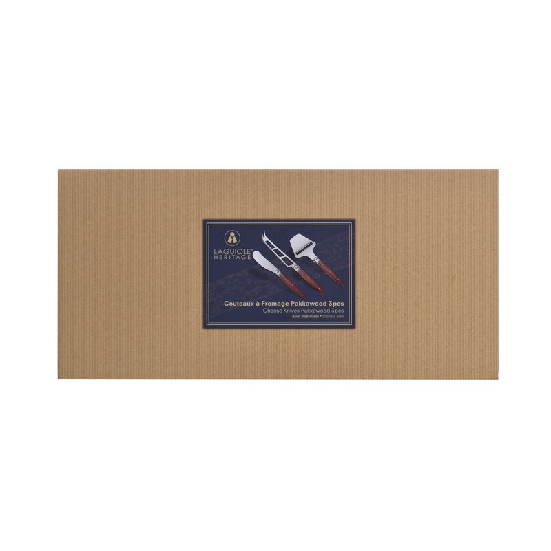 LAGUIOLE HERITAGE Set of 3 knives: for butter and cheese - Wooden box