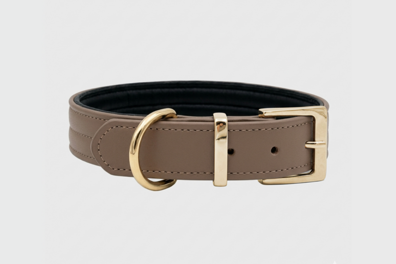 CHURCHILL-HALSKETTE. Kaffee – Hundehalsband aus veganem Leder