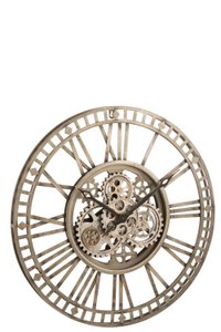 J-Line klok Romeinse Cijfers Radars - metaal - grijs - Ø 60 cm
