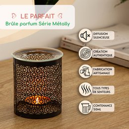 Perfume burner Metally Series – The Perfect – Original Pattern – Healthy Diffusion – in Metal and Glass – Interior Decoration – Gift Idea