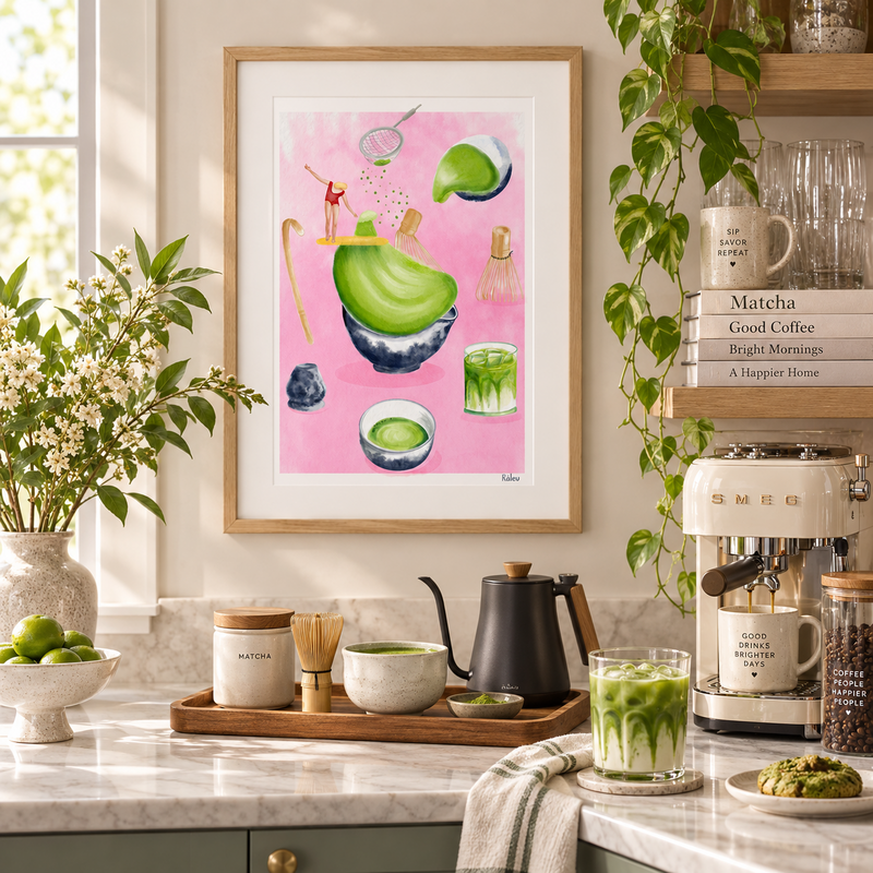 Matcha akvarel kunsttryk