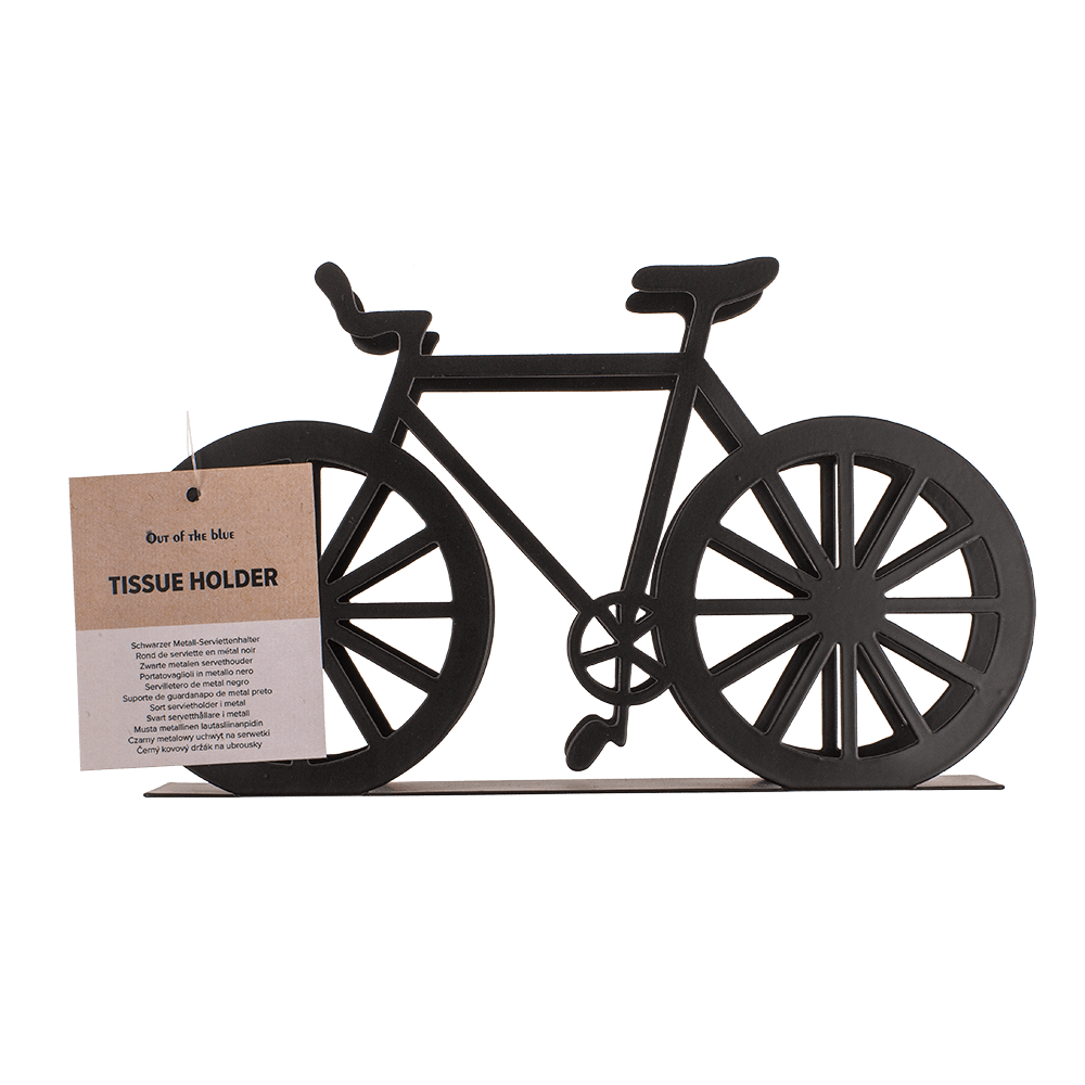 Schwarzer Taschentuchhalter aus Metall, Fahrrad, ca. 19 x 3 x