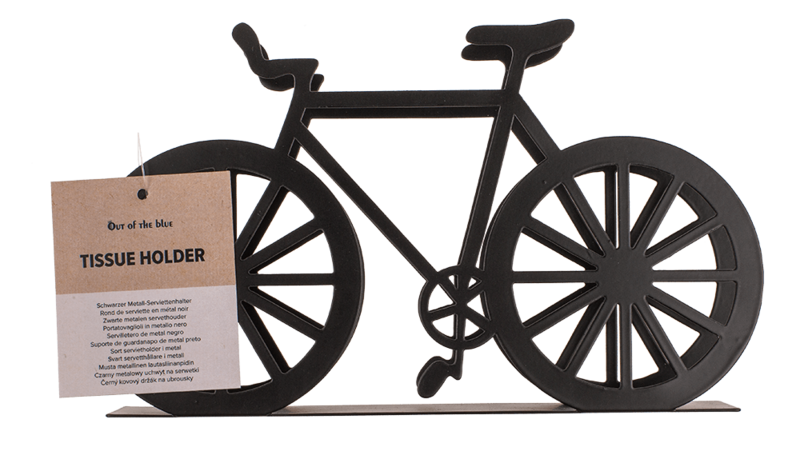 Schwarzer Taschentuchhalter aus Metall, Fahrrad, ca. 19 x 3 x