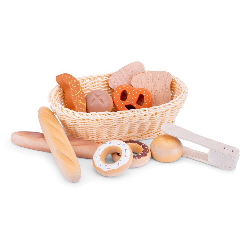 Juego de canasta de pan de madera