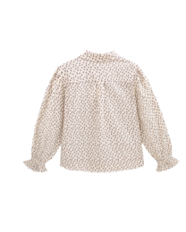 Blomsterbluse til piger med tekstur og sløjfe ved halsen P79-11604155
