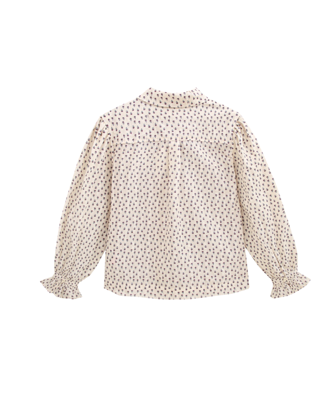 Blomsterbluse til piger med tekstur og sløjfe ved halsen P79-11604155