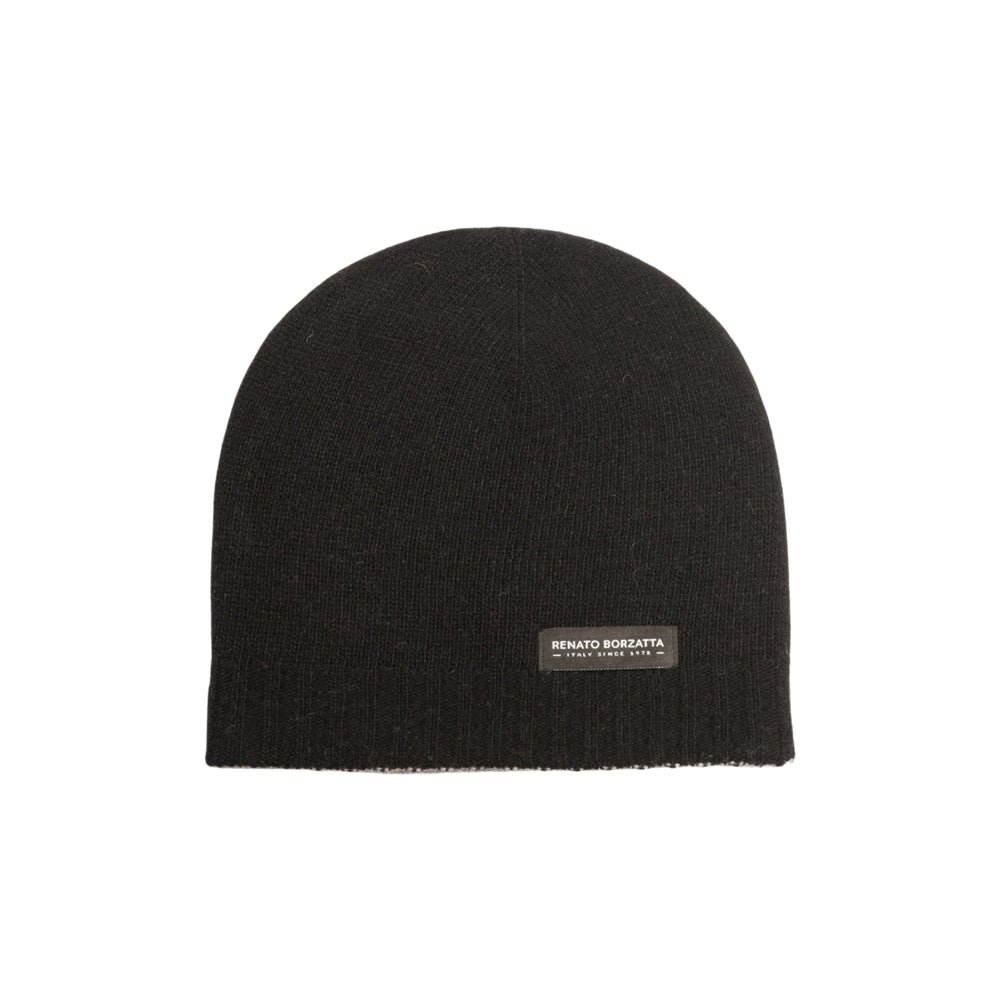 RB5008GW | COURMAYEUR – Doppelseitige Unisex-Strickmütze, hergestellt in Italien. Farbe Schwarz/Grau