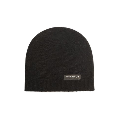RB5008GW | COURMAYEUR – Doppelseitige Unisex-Strickmütze, hergestellt in Italien. Farbe Schwarz/Grau
