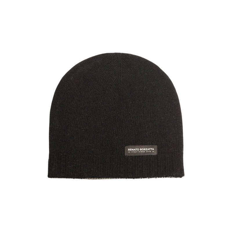 RB5008GW | COURMAYEUR – Doppelseitige Unisex-Strickmütze, hergestellt in Italien. Farbe Schwarz/Grau