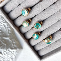 BLUE TIDE - Adjustable Water Green Ring in Handcrafted Steel
