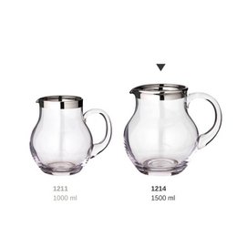 Brocca EDZARD Olivia, vetro cristallo soffiato a bocca con bordo platino, altezza 17 cm, capacità 1,5 litri