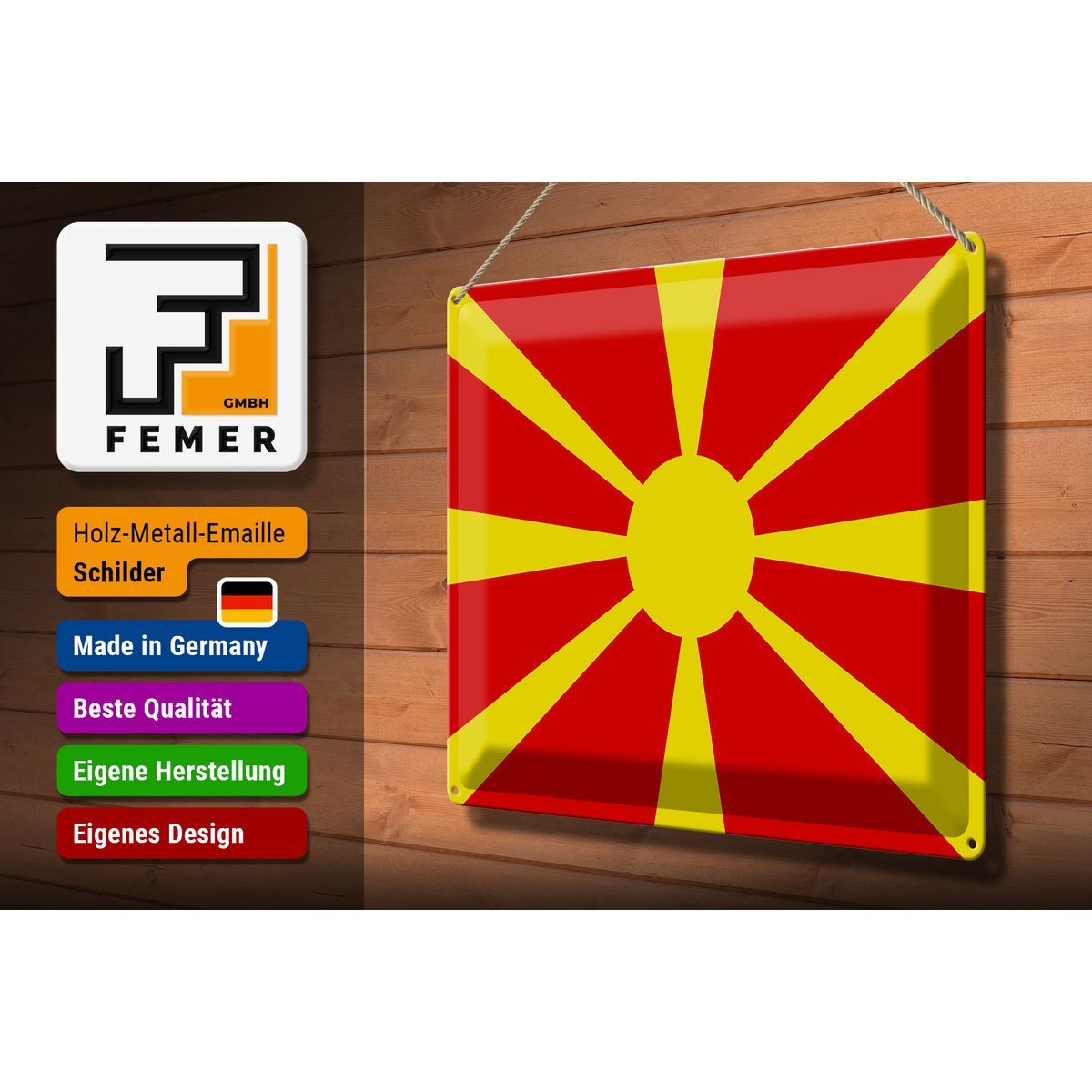 Tin Sign Flag of Macedonia 40x30cm Flag of Macedonia